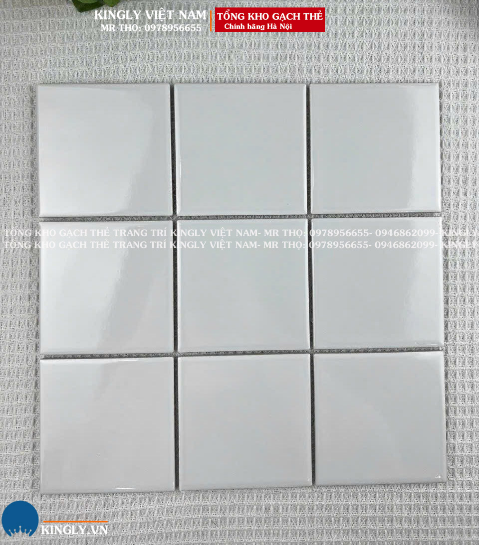 Gạch Thẻ mosaic vuông 100x100 màu trắng